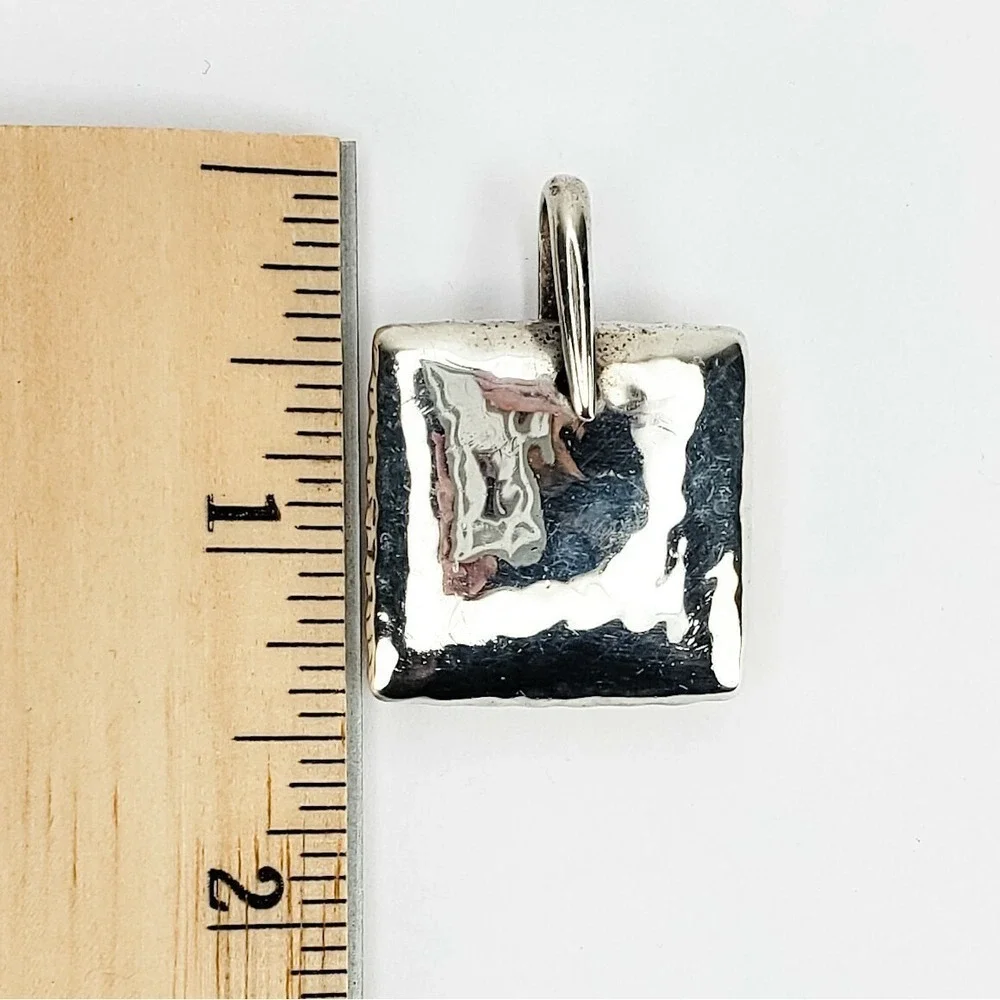 Silpada Pendant Sterling Silver 925 Hammered‎ Square Heavy Large Bail